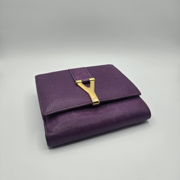 Yves Saint Laurent Purple Leather Wallet - Picture 1 of 6